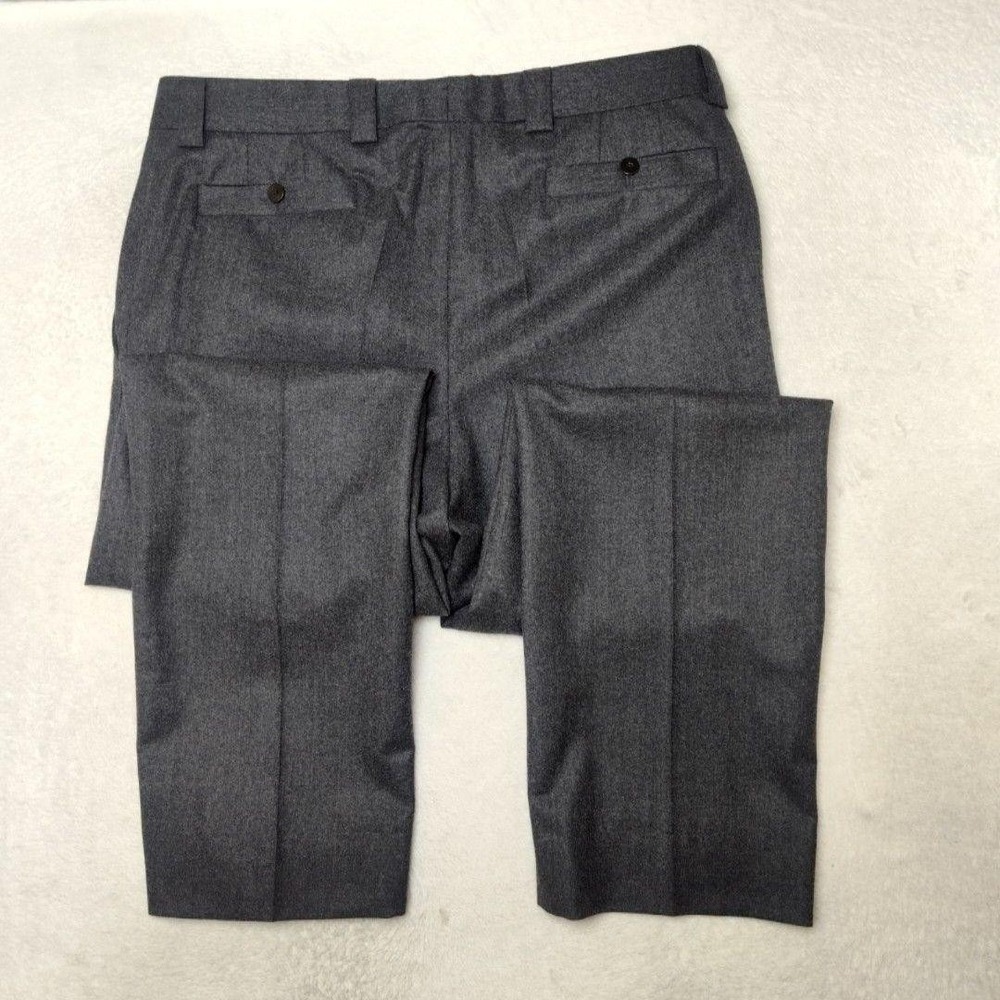 Caruso Pants Mens 36x29 Gray Wool Flannel Flat Front Superfine 120s Italy Suit - Picture 6 of 15